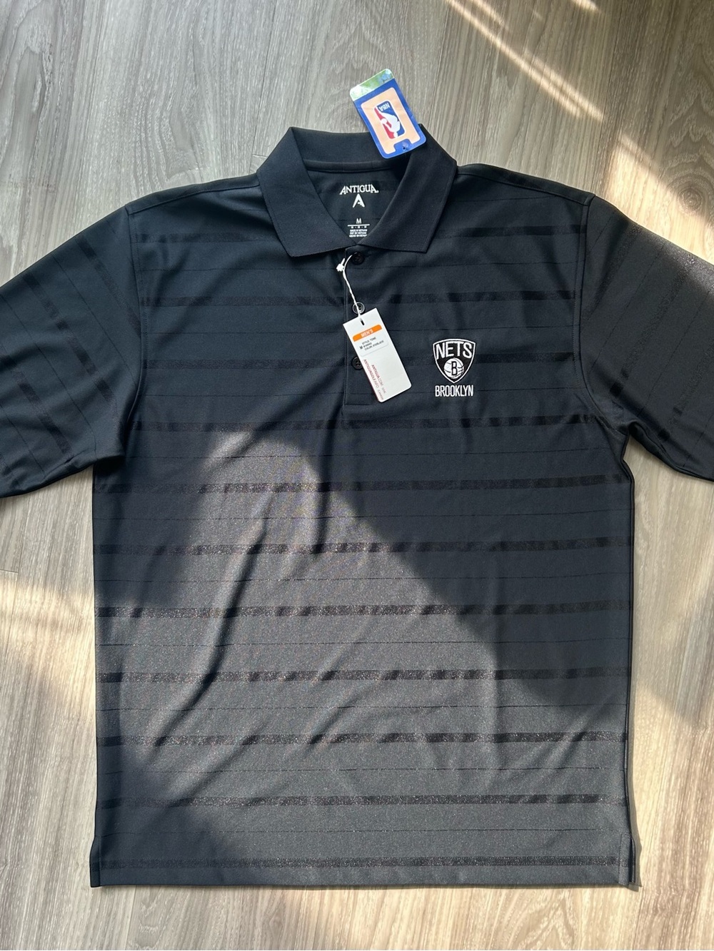 Authentic Brooklyn Nets Polo Golf Shirt in Black on Black (Medium) - Picture 9 of 12